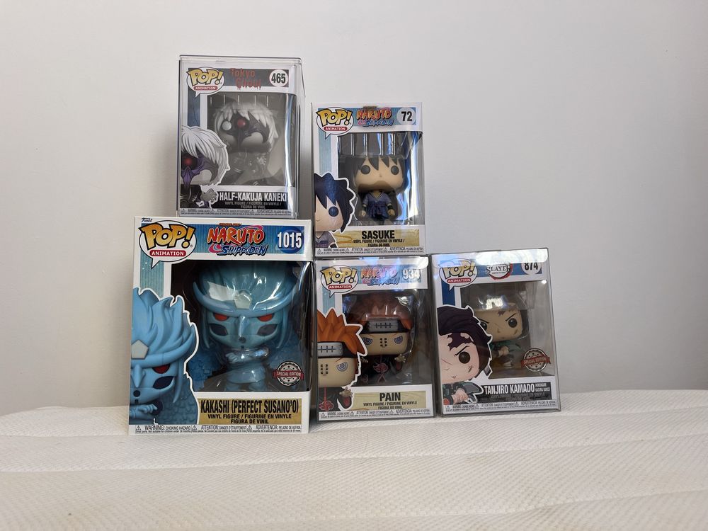 Funko pop anime naruto, tokyo ghoul e tanjiro. L and Ryuk figures