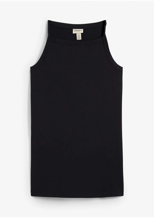 B.P.C długi czarny top ze skręconymi ramiączkami r.52/54