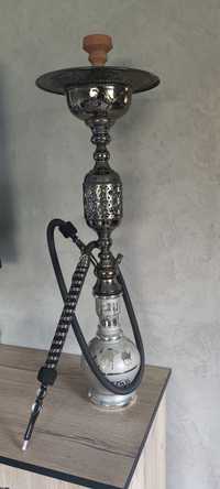Shisha fajka wodna duża  80cm oryginalna srebrno czarna z wężem