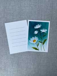 Авторські листівки акварельні квіти ромашки