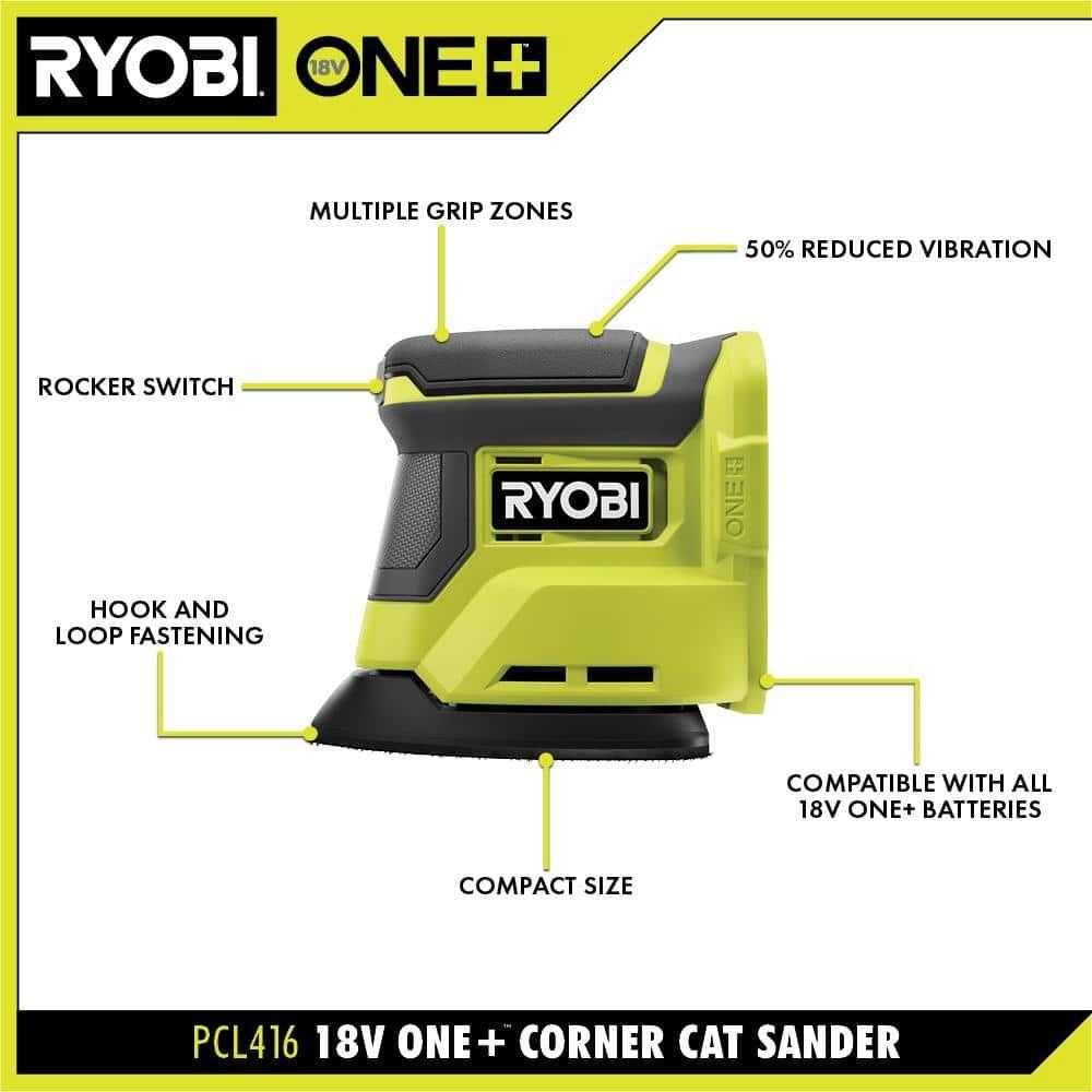 RYOBI ONE+ PCL416 18V вибрационная аккумуляторная шлифмашинка
