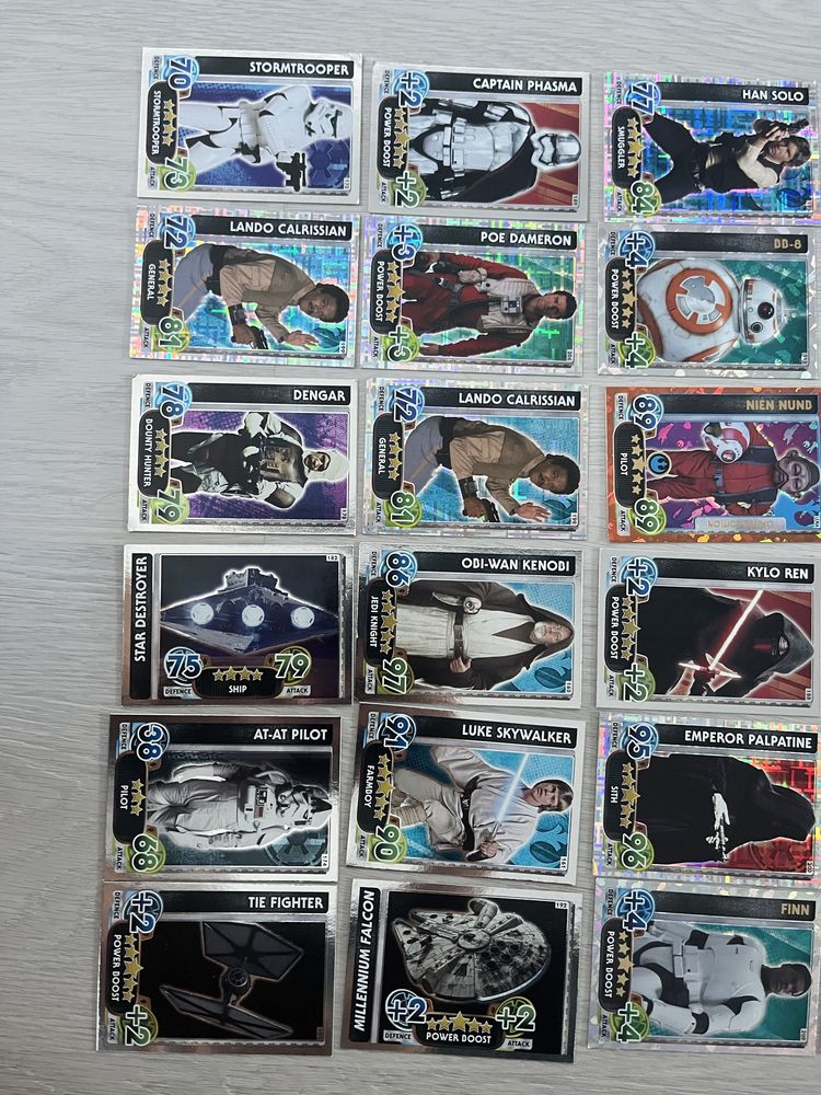 karty star wars force attax topps kyloren bb8 yoda han solo