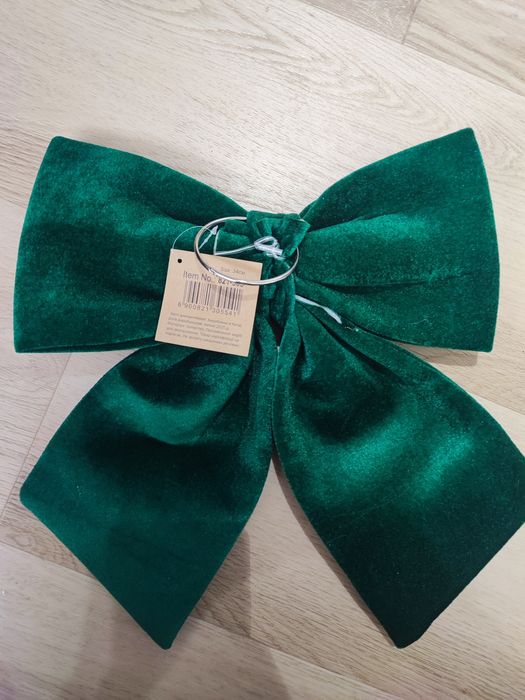 Бант новорічний оксамитовий смарагдовий 34 см
