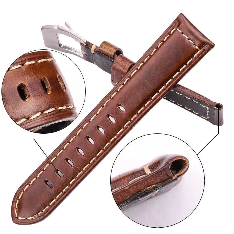 Grubszy pasek do zegarka 20mm brązowy skórzany z klamrą pre-v