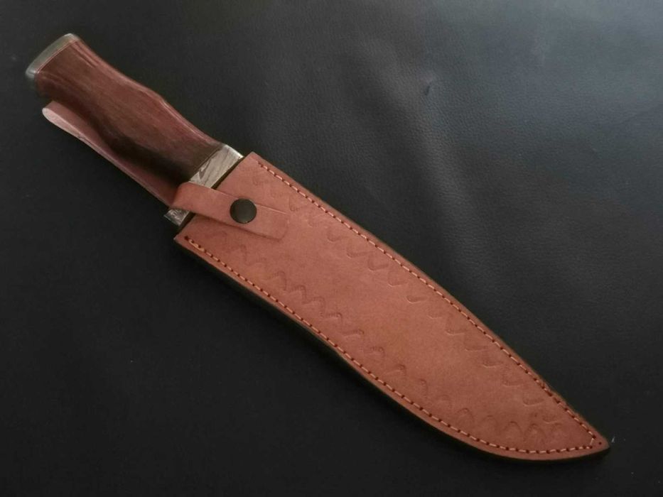 NÓŻ DAMAST BOWIE myśliwski 36cm. STAL DAMASCEŃSKA kuty ręcznie