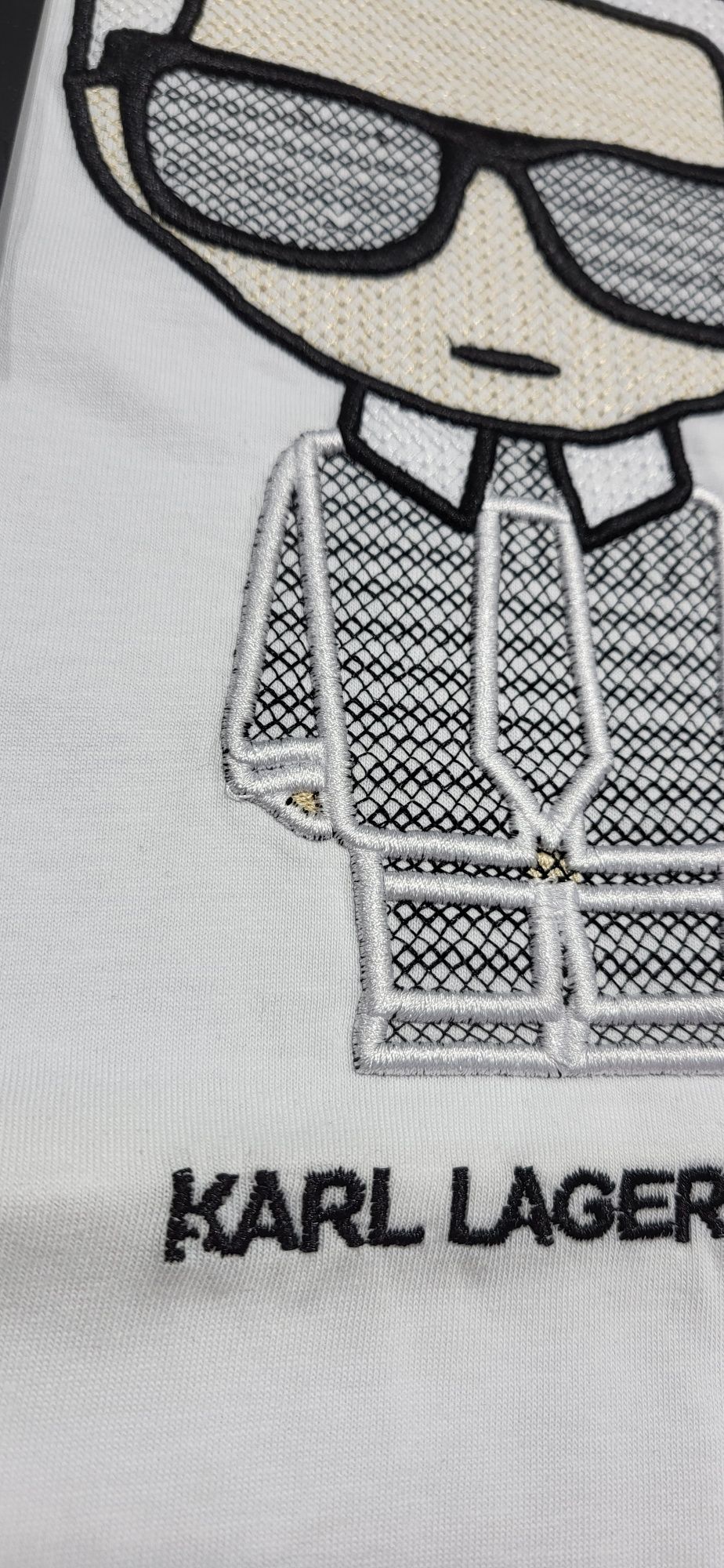Karl ludzik biała koszulka męska t-shirt duże logo premium M
