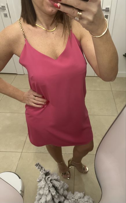 Sukienka róż zwiewna r.38