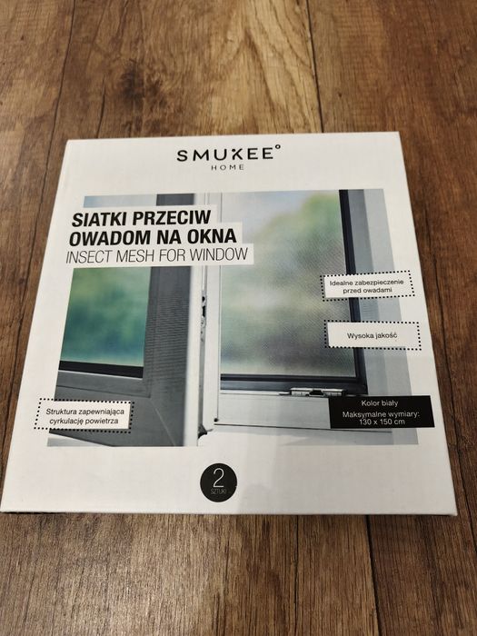Siatki na okno SMUKEE białe 130x150 cm (2 szt.) NOWE