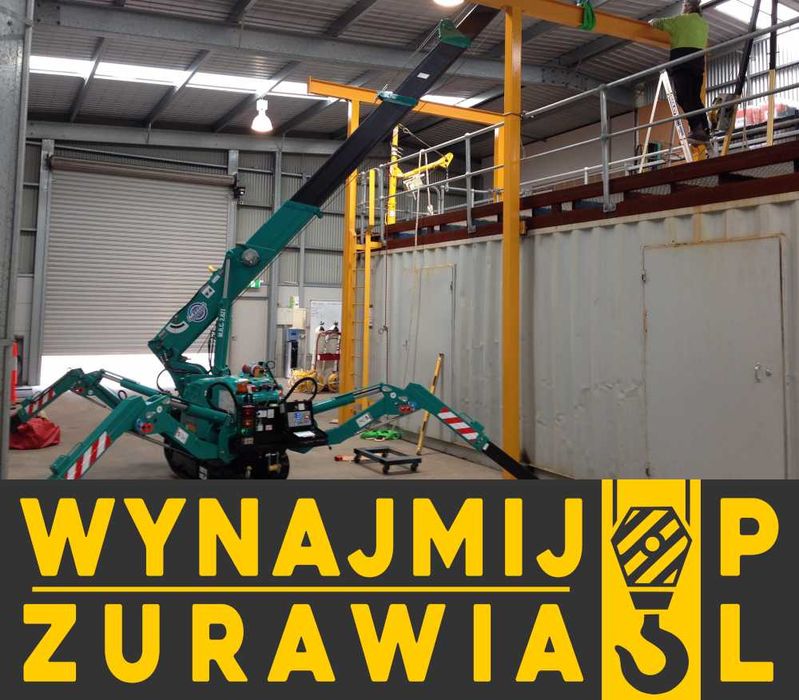 Mini żuraw wynajem, montaż szkła, elewacji, konstrukcji MINIŻURAW