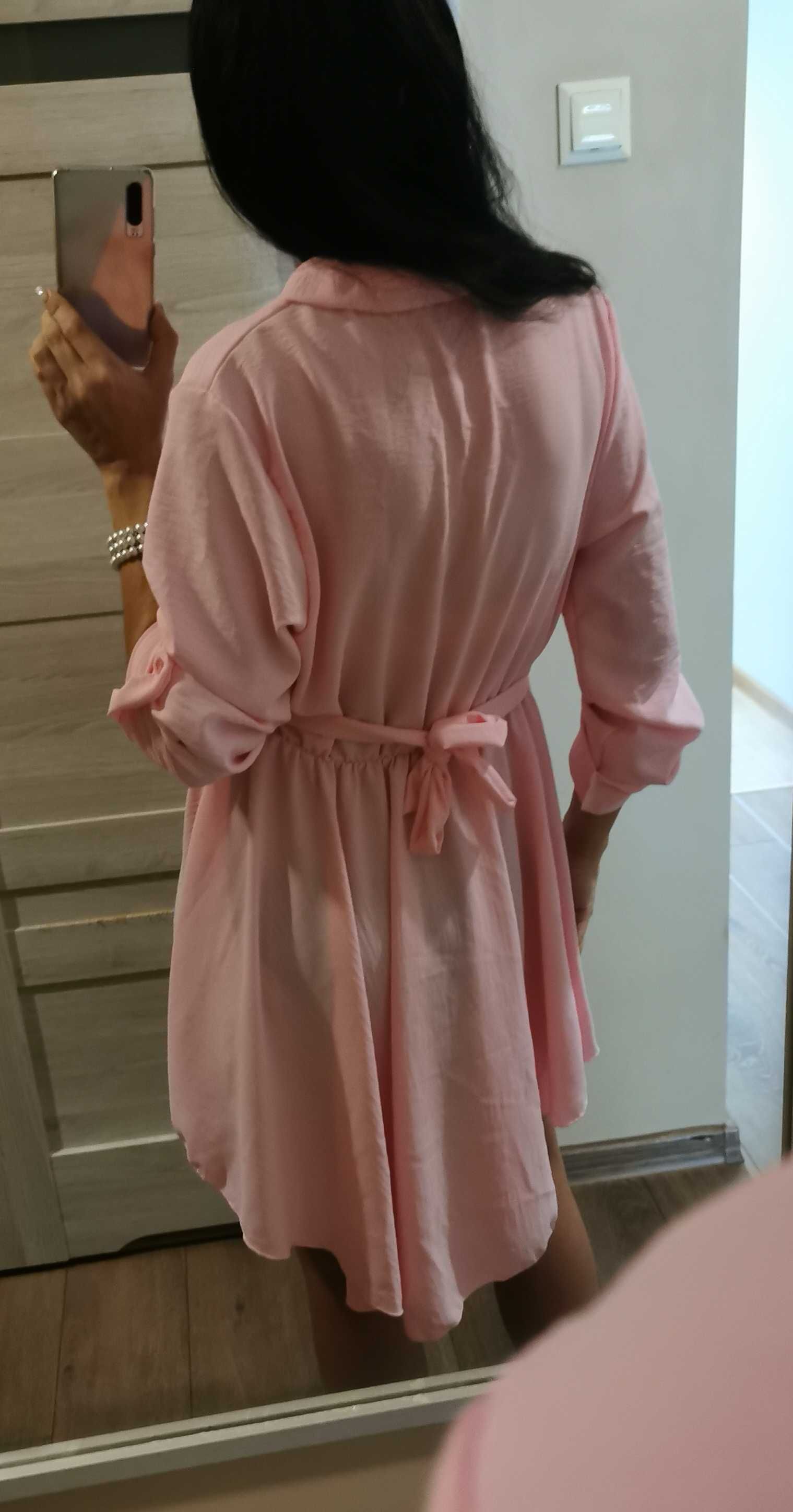 Sukienka Uni Italy Moda róż wiskoza