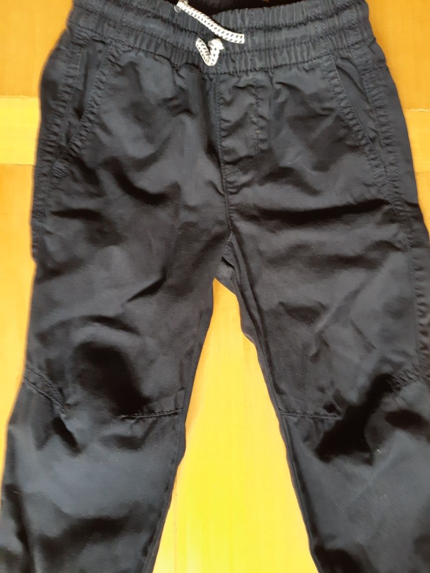 dwie pary spodni H&M ciepłe jodełkowe i granatowe, r. 86 92