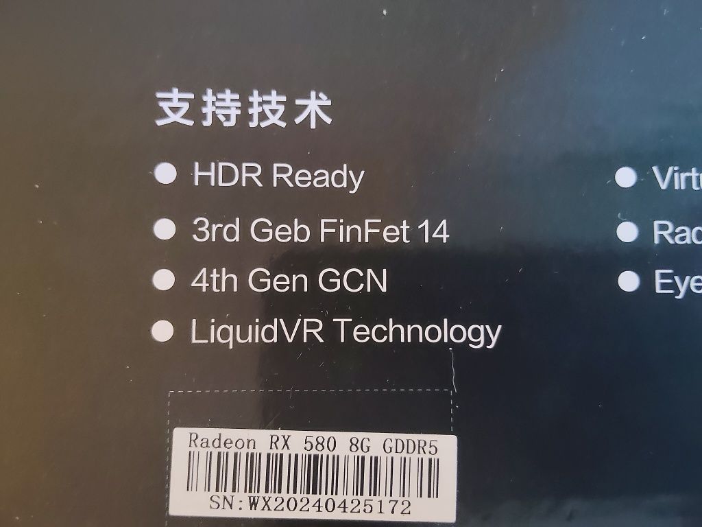 Placa gráfica,   rx580 nova na caixa.