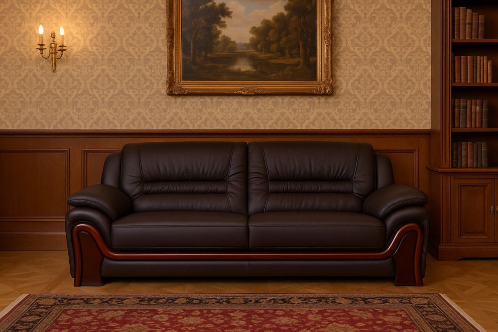 Brązowa  Sofa 3-osobowa 215 x 90 x 88, skóra, outlet, -%, okazja!