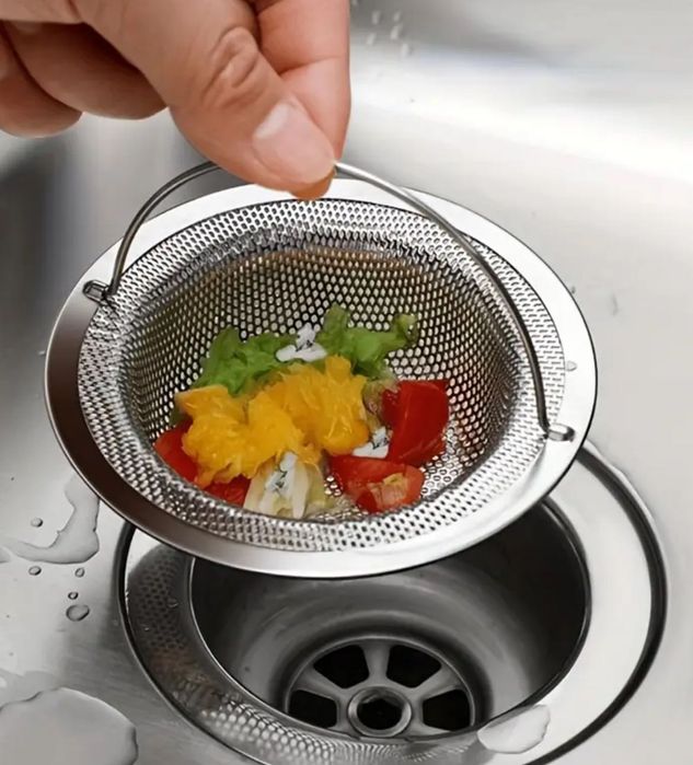 Sitko do zlewu ze stali nierdzewnej z rączką – filtr odpływu