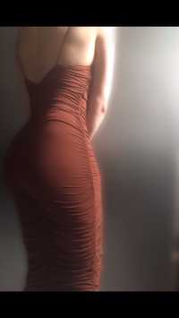 Sukienka długa obcisła brązowa karmelowa seksowna m asos design nowa