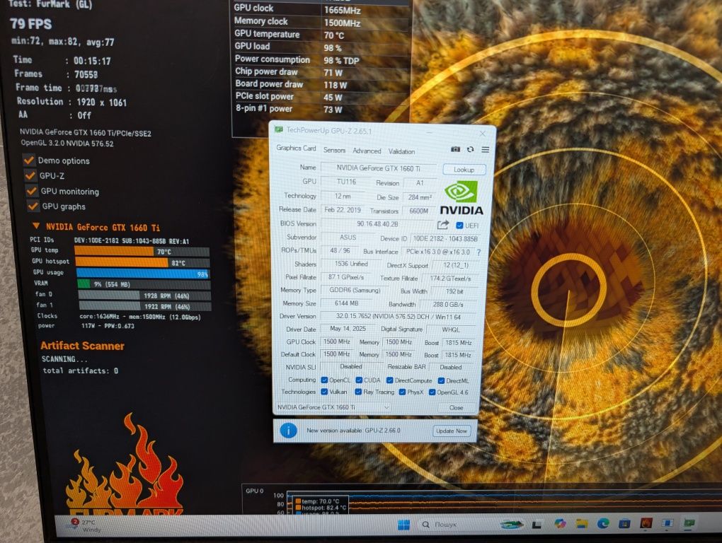 Відеокарта ASUS TUF GAMING GTX 1660Ti 6GB (GDDR6) Гарантія | XPC