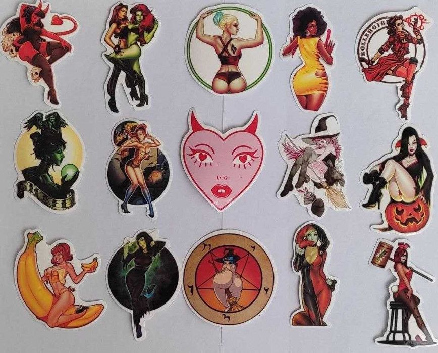 Наклейки стикеры красивые девушки "Pin-up & Fantasy Girls" — 50 шт.