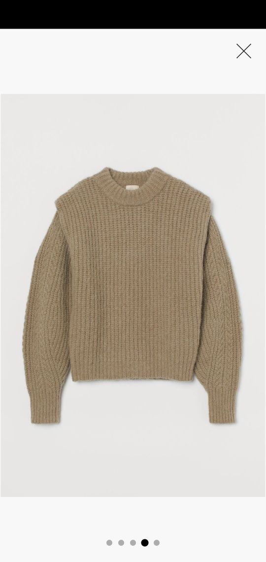 Sweter H&M M z domieszką wełny beżowy khaki jak Marant