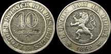 Moeda de 10 Centimes - 1862 - Bélgica - Léopold II