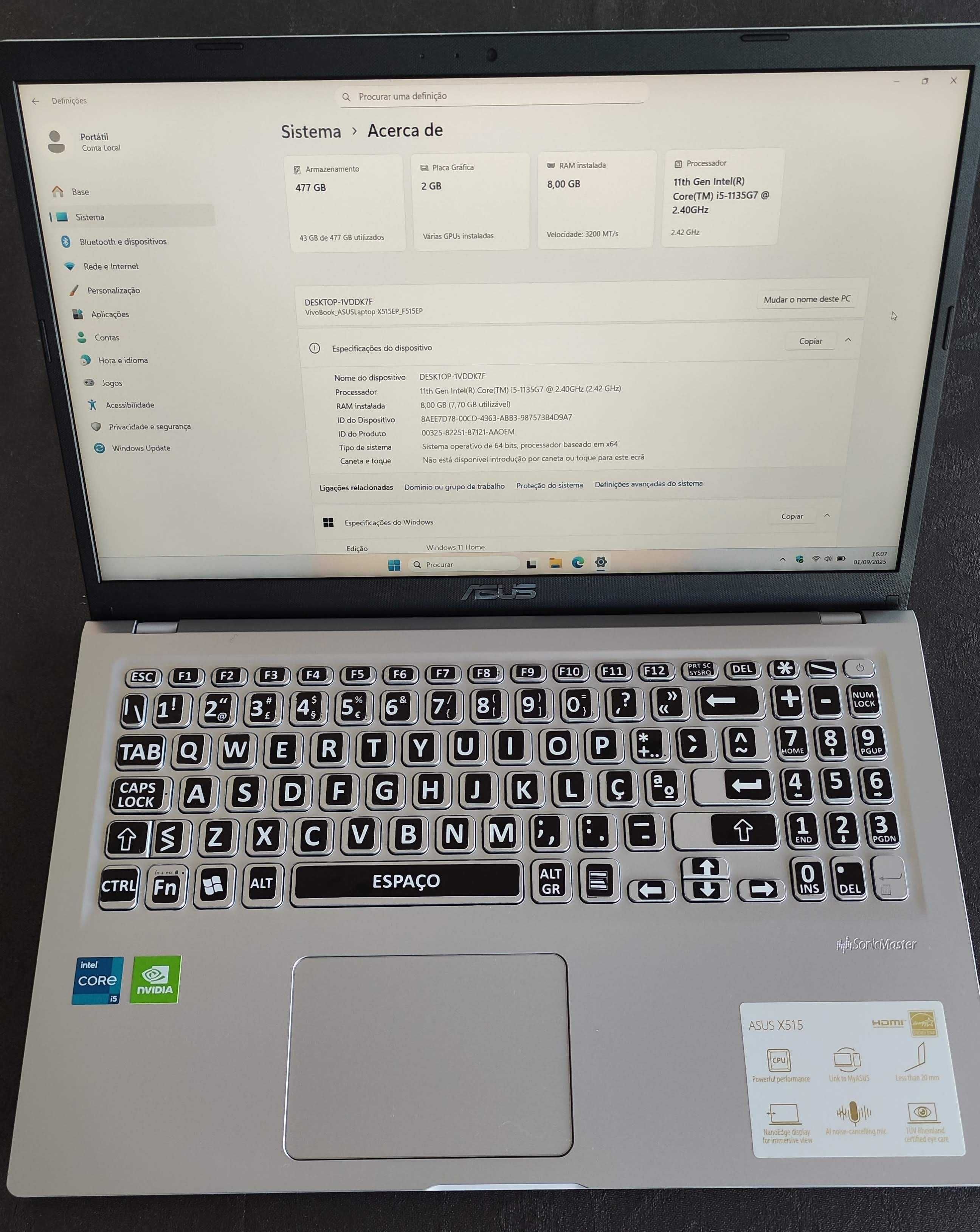 Portátil ASUS F515EP - COMO NOVO!