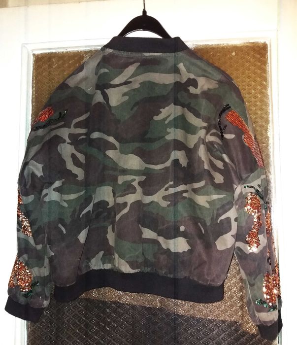 Kurtka bomberka khaki jeans Disco cekiny M