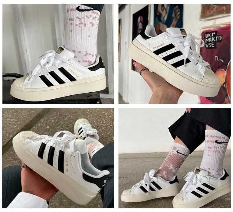 Женские кроссовки Adidas Superstar Bonega White Black 36-40 адидас