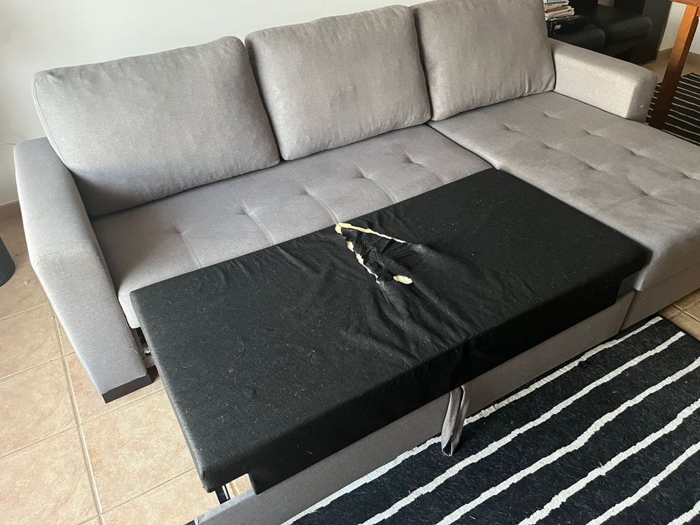 Sofa chaise long sofa cama cinza claro