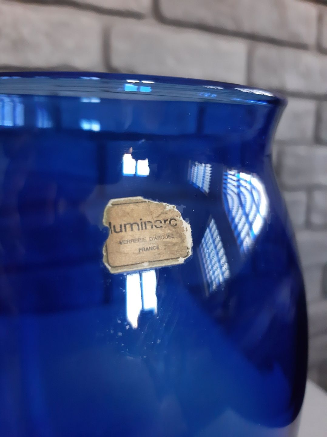 Zestaw wazonów szklanych Luminarc niebieskie kobaltowe PRL