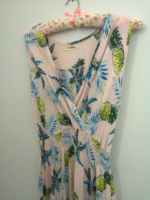 Sukienka damska letnia l-xl 40-42 długa maxi na grubych ramiączkach ró