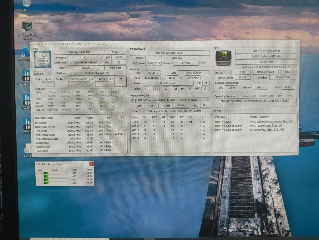 Komputer PC I5-4690k, 16GB RAM DDR3 MSI z97-g43 gtx950 2GB