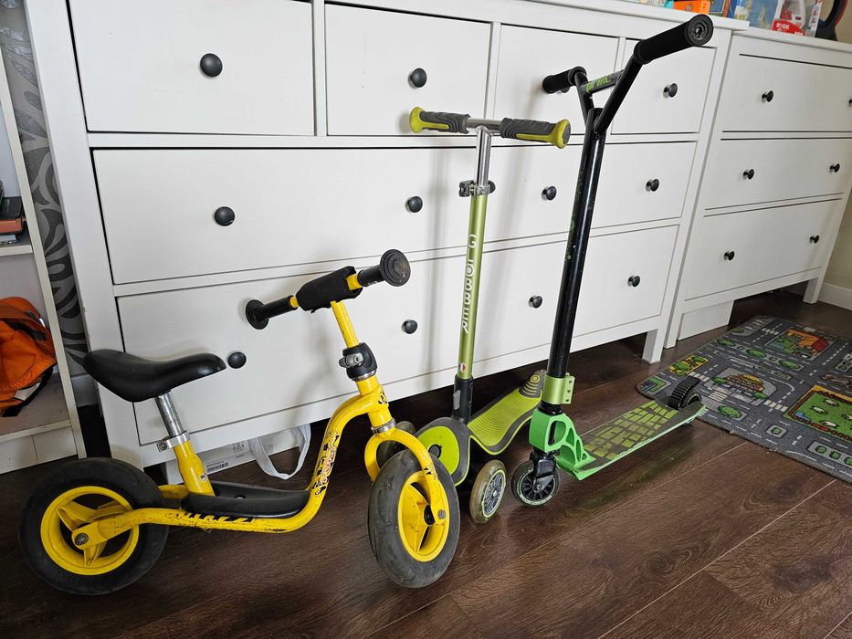 Детский беспидальный велосипед и самокаты б/у
