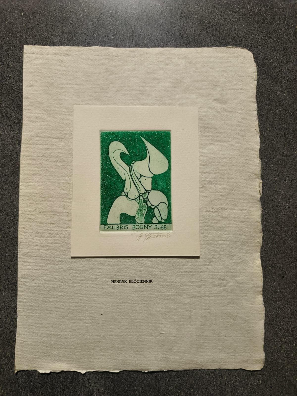 Ekslibris Exlibris Płóciennik Henryk z podpisem