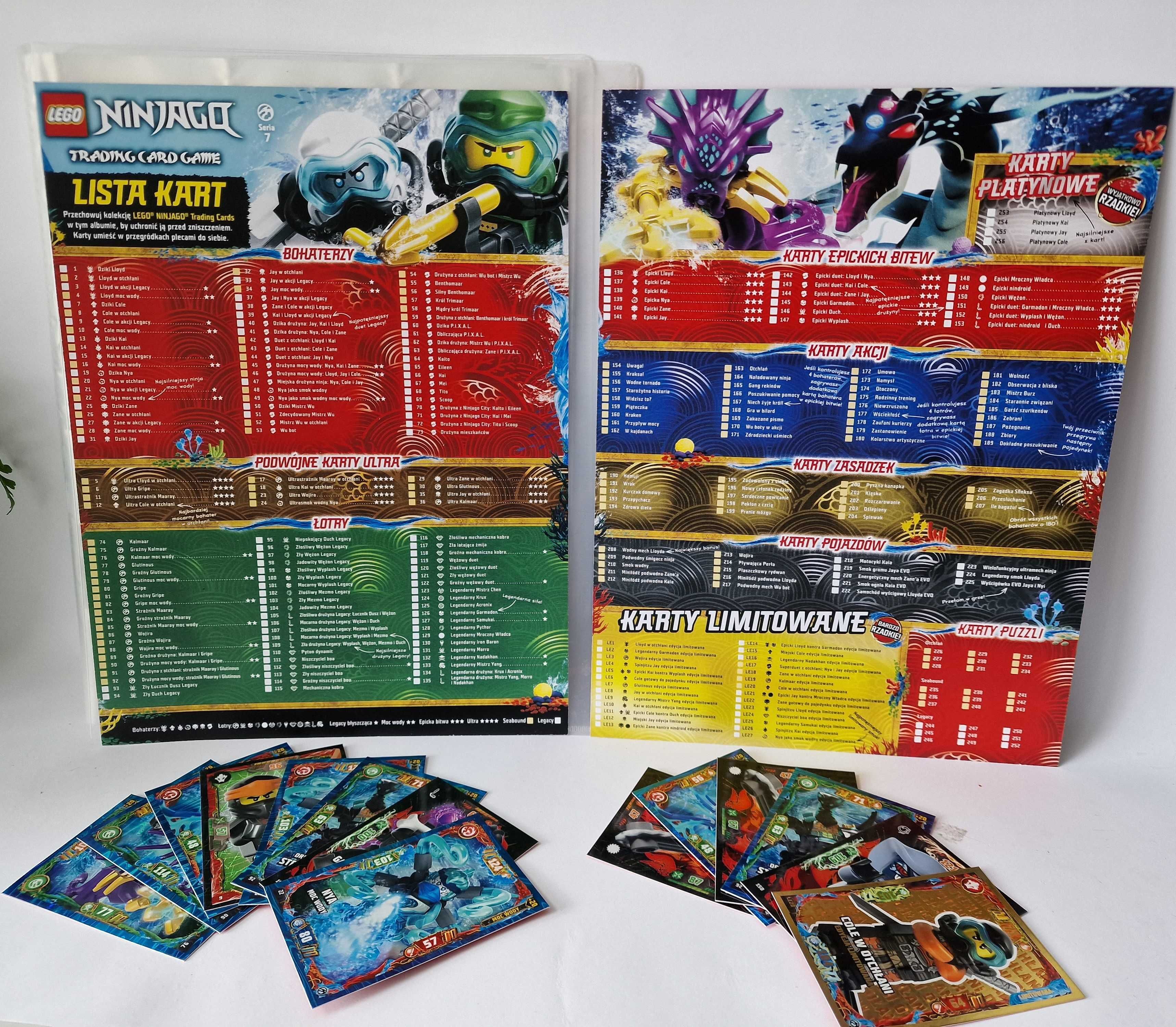 LEGO NINJAGO 7 ALBUM karty 90 + Dużą puszka 3 D SEABOUND