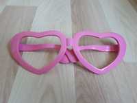 Duże różowe imprezowe okulary serca