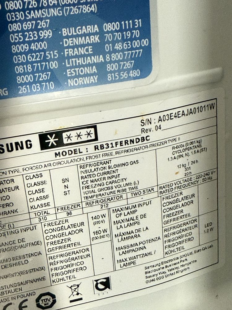 Lodowka samsung RB31FERNDBC sprawna