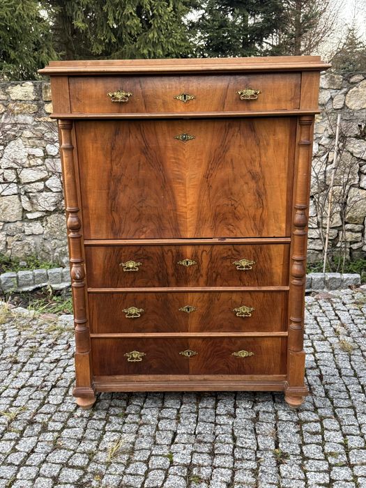 Sekretarzyk orzechowy sekretera eklektyczna szyfoniera orzechowa 1880r
