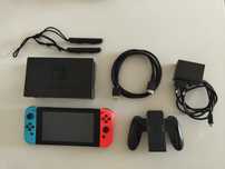 Nintendo Switch – impecável, sem uso, completa c/ acessórios originais