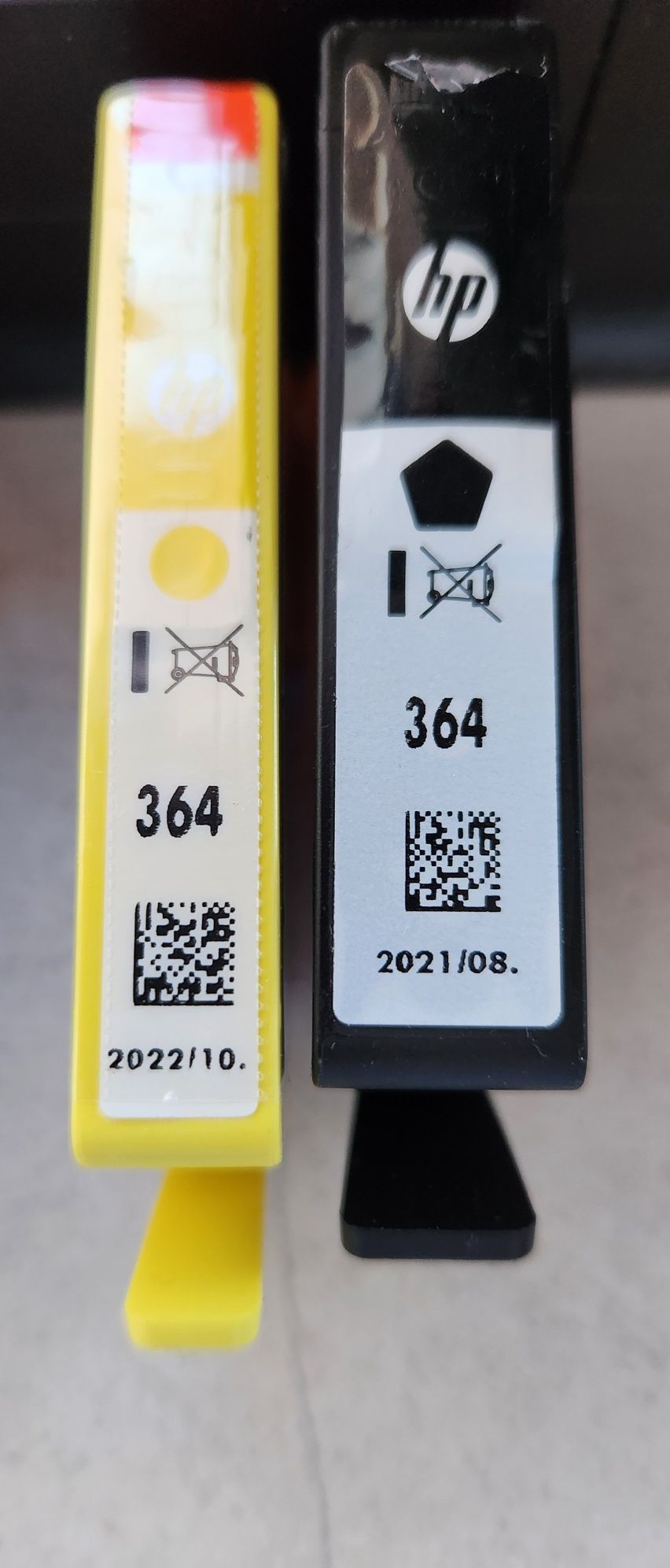 Tinteiro amarelo novo  + preto (meio) + 6 vazios para encher HP 364