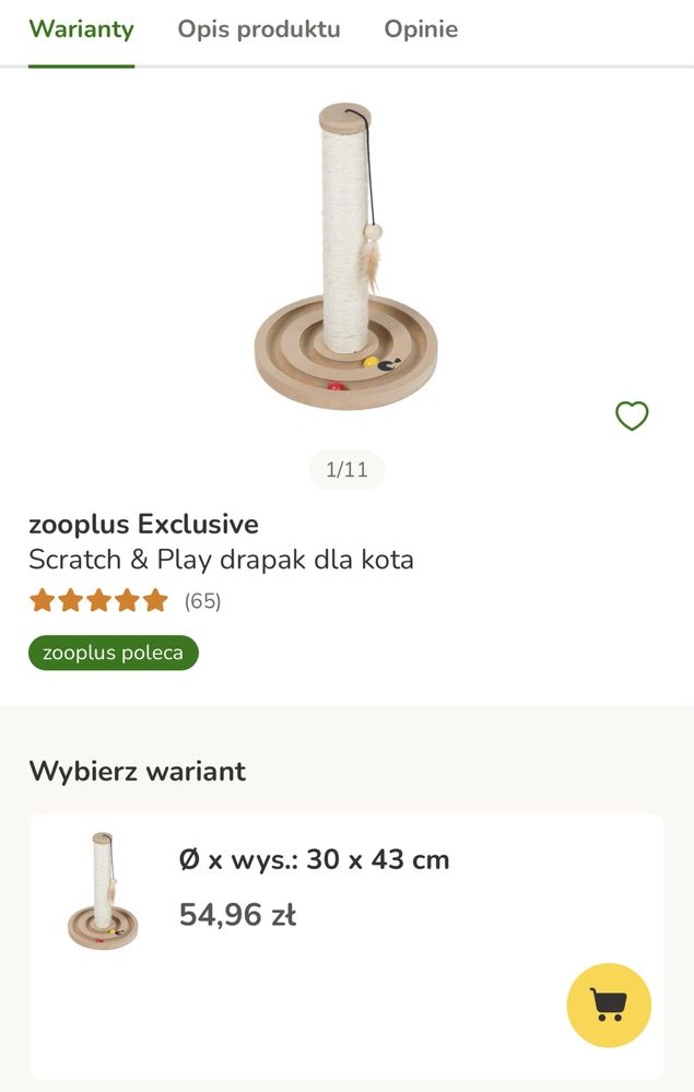 Drapak pionowy, z kulkami do zabawy