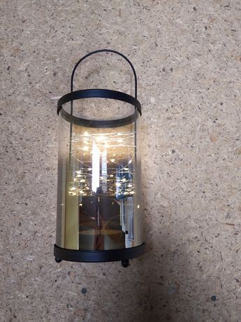 Lampion szklany świecący czarny diody na baterie