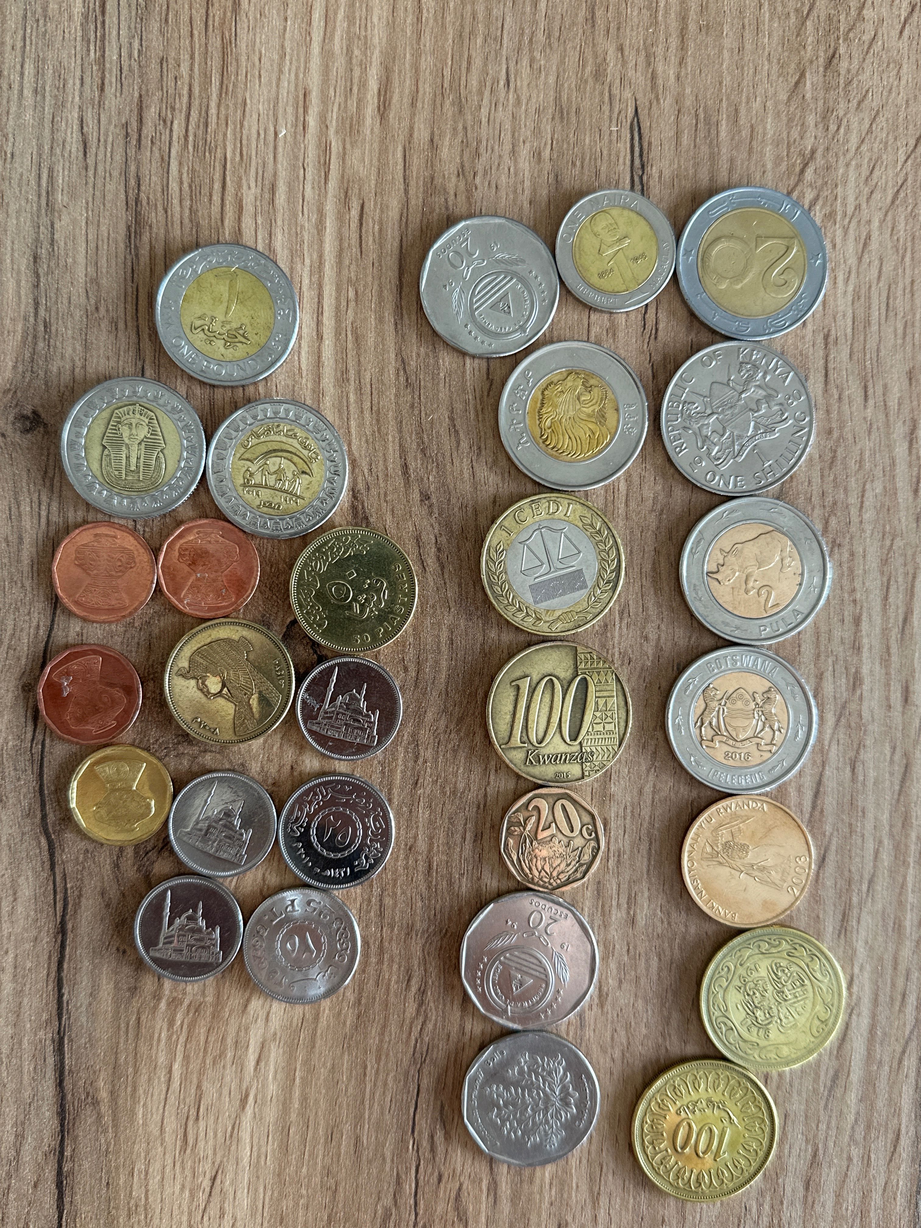 Monety afrykańskie i egipskie 28 sztuk