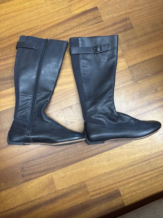 Tsubo чорні шкіряні жіночі сапоги 24 см