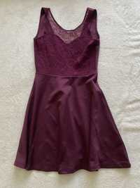 Fioletowa sukienka z koronką H&M S/36