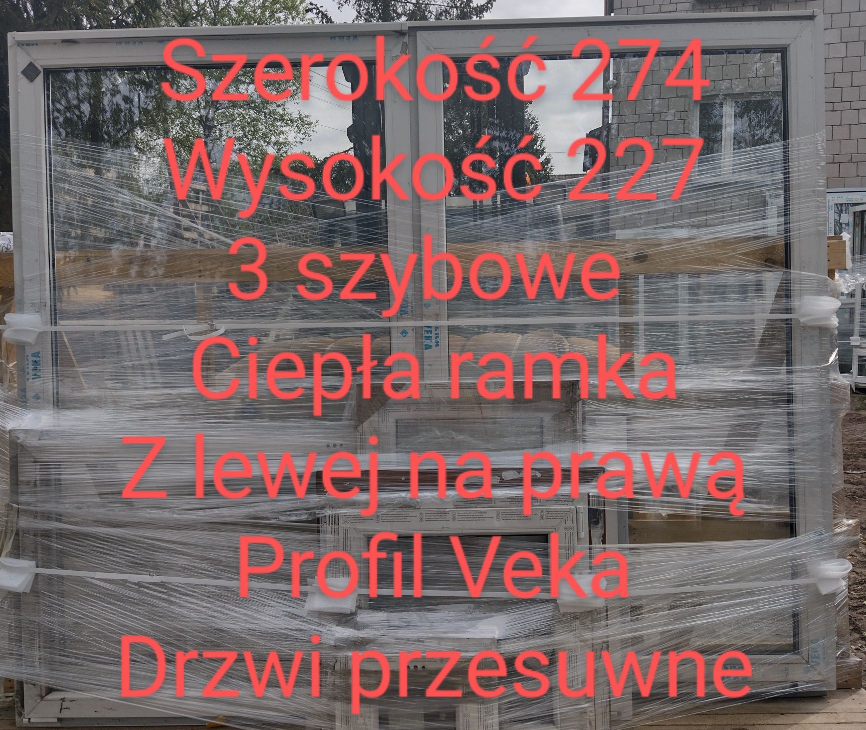 Drzwi tarasowe Veka białe 3szybowe Ruchomy słupek RU