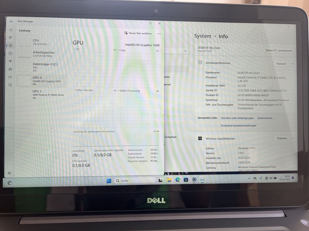 Ноутбук Dell Inspiron 7548 i7 ssd сенсорний