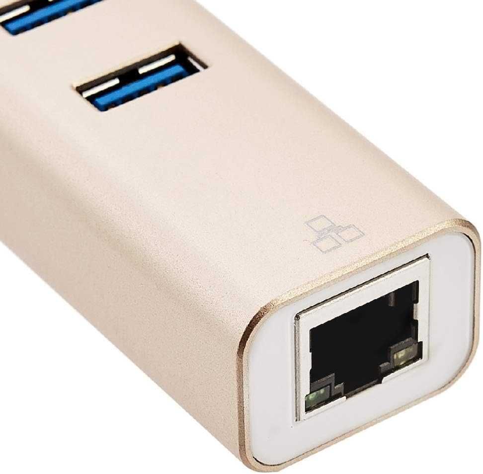 Amazon Basics U3-3UE04 Hub 3x USB 3.0 1x RJ45 Gigabit karta sieciowa