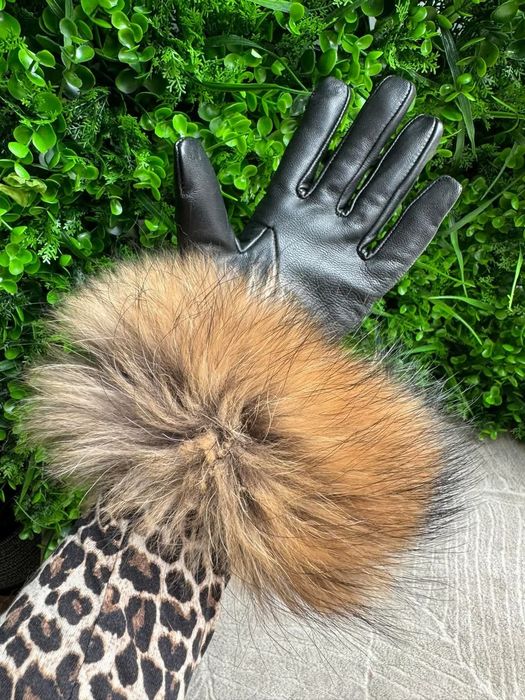 Piękne skórzane rękawiczki z naturalnym futerkiem kolory