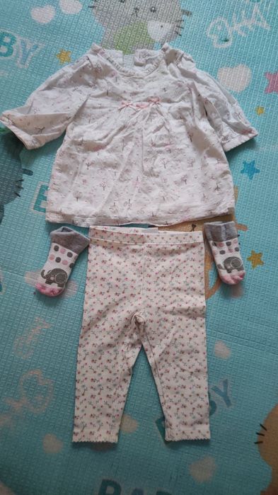 Komplecik spodnie +koszulka+skarpetki róż.62-68