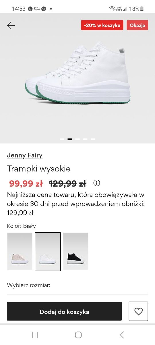 Nowe wysokie trampki ccc Jenny Fairy 37