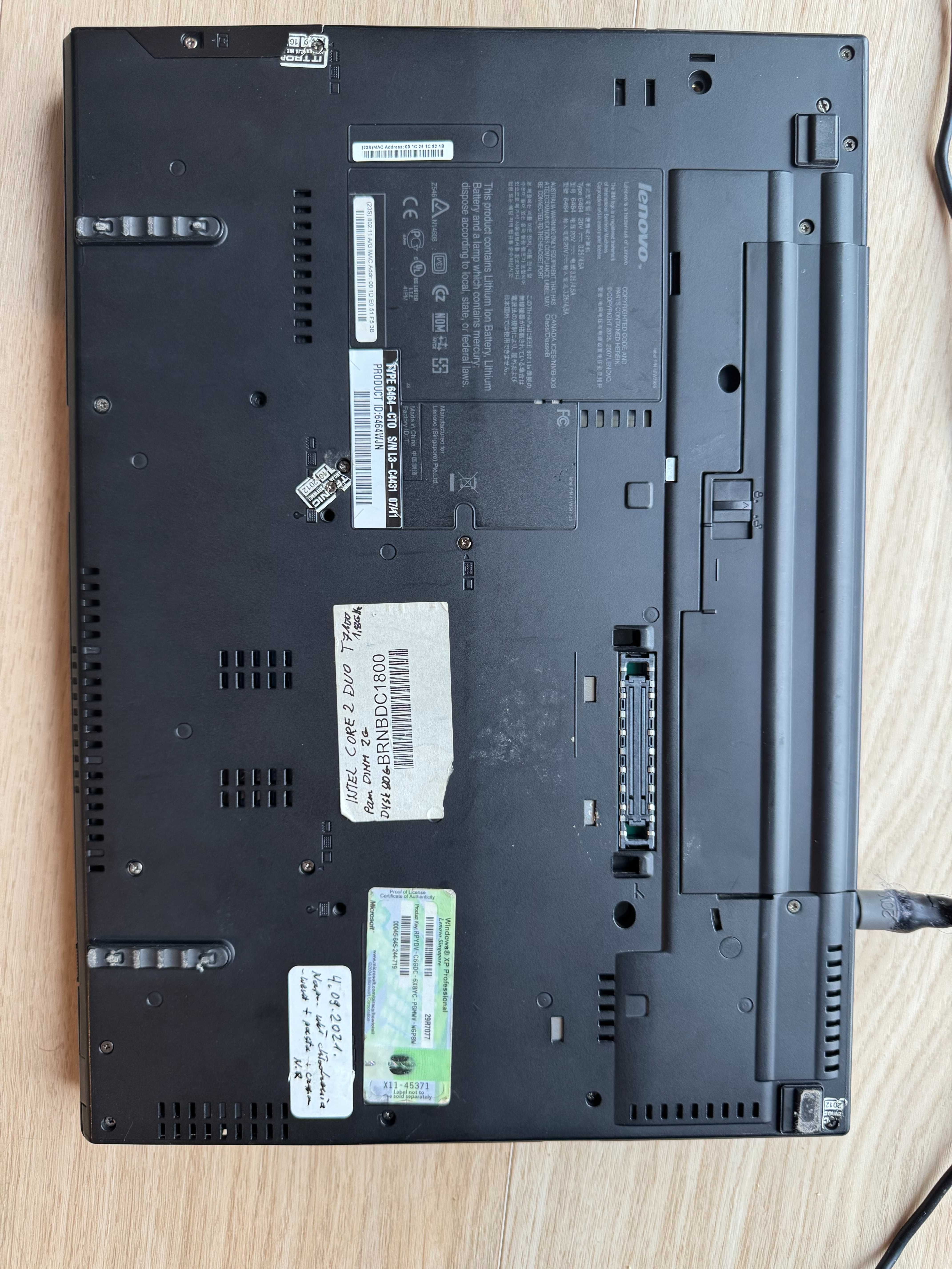ThinkPad T61 Intel Core2 Duo 2GB 80GB HDD bateria trzyma